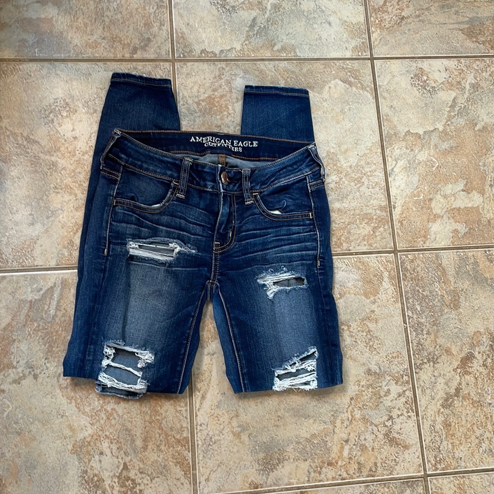 American Eagle dark was ripped jeans size 2